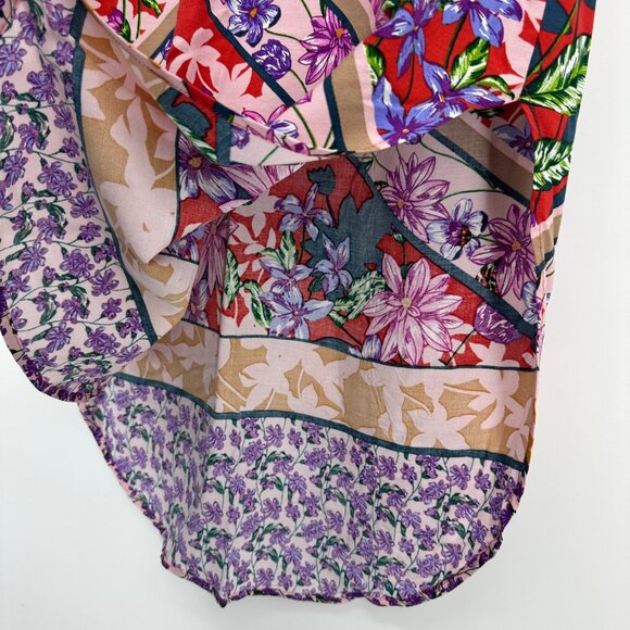 3/$25 Cupio Tropical Floral High Low Tunic Dress S Sleeveless Sundress Red - Picture 10 of 10